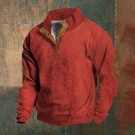 Men's Casual 3D Printed Henley Pullover Sweatshirt