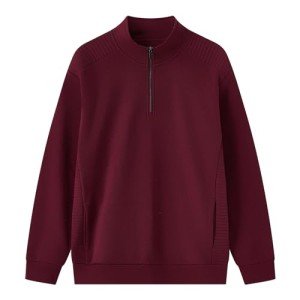 Men's Maroon Quarter Zip Fleece Sweatshirt 3XL