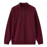 Men's Maroon Quarter Zip Fleece Sweatshirt 3XL