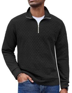 Men's Quarter Zip Pullover Sweatshirt - Black