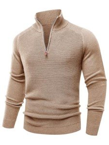 Les Umes Men's Slim Fit Quarter-Zip Sweater