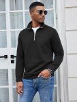 Men's Quarter Zip Pullover Sweatshirt - Black