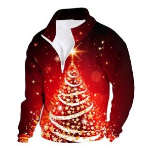 Men's Christmas Quarter Zip Sweatshirt - Reindeer Print