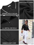Men's Long Sleeve Knit Polo Shirt, Black, X-Large