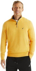 Nautica Men's Quarter-Zip Sweater in Old Gold