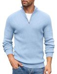Men's Slim Fit Quarter Zip Sweater - Light Blue