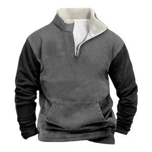 Men's Dark Gray Quarter Zip Sherpa Hoodie