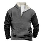 Men's Dark Gray Quarter Zip Sherpa Hoodie