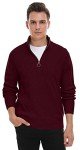 Men's Ribbed Turtleneck Quarter Zip Sweater - Wine Red