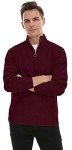 Men's Ribbed Turtleneck Quarter Zip Sweater - Wine Red