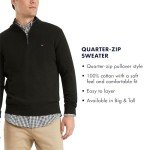 Tommy Hilfiger Men's Black Cotton Quarter Zip Pullover