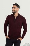 Burgundy Slim Fit Quarter Zip Pullover for Men