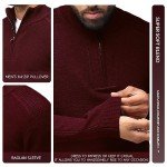 Burgundy Slim Fit Quarter Zip Pullover for Men