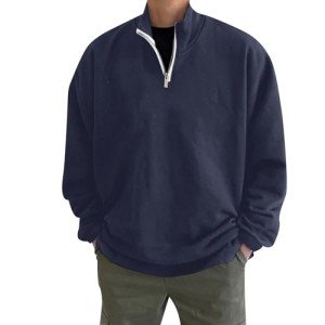 Men's Oversized Quarter Zip Graphic Sweatshirt
