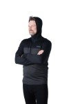 Men's Merino Wool Quarter Zip Hoodie - Black & Charcoal
