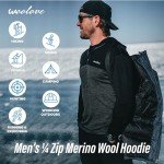 Men's Merino Wool Quarter Zip Hoodie - Black & Charcoal