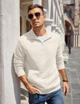 COOFANDY Men’s Quilted Quarter Zip Pullover Sweater