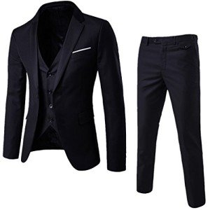 WULFUL Men's Slim Fit 3-Piece Suit Set