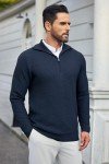 Men's Slim Fit Quarter Zip Pullover Sweater - Navy