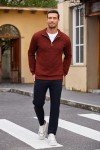 Men's Wine Red Quarter Zip Pullover Sweater