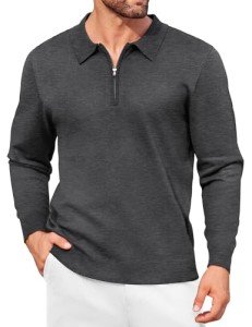 Men's Slim Fit Knit Polo Quarter Zip Sweater