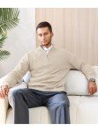 KAVIANA Men's Khaki Quarter Zip Mock Neck Sweater
