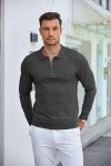 Men's Slim Fit Knit Polo Quarter Zip Sweater