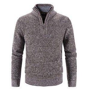 Men's Quarter Zip Mock Neck Chunky Sweater