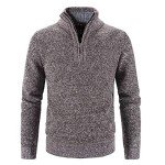 Men's Quarter Zip Mock Neck Chunky Sweater