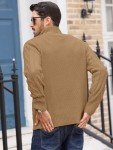 Men's Khaki Quarter-Zip Turtleneck Pullover Sweater