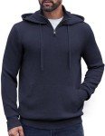 Men's Navy Blue Knitted Turtleneck Hoodie Sweater