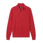 Men's Cotton Quarter Zip Pullover Sweater - Red