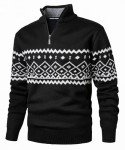 Herothorn Men's Black Christmas Quarter Zip Sweater