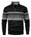 Herothorn Men's Black Christmas Quarter Zip Sweater