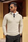 COOFANDY Men's Lightweight Quarter Zip Sweater - Beige