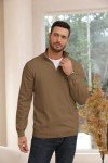 Lexiart Men's Brown Quarter Zip Mock Neck Sweater