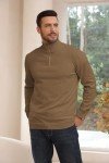 Lexiart Men's Brown Quarter Zip Mock Neck Sweater