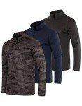 Men's Long Sleeve Quarter Zip Athletic Sweater - 3 Pack