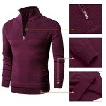 LTIFONE Men's Red Quarter Zip Pullover Sweater
