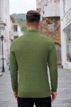 Men's Slim Fit Quarter Zip Knitted Sweater - Army Green