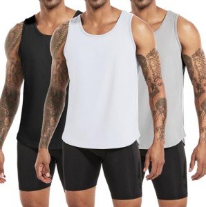 Men's Cotton Tank Tops 3 Pack - Black/White/Gray