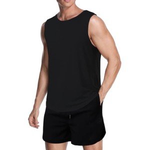 Men's Dry Fit Mesh Workout Tank Top - Black