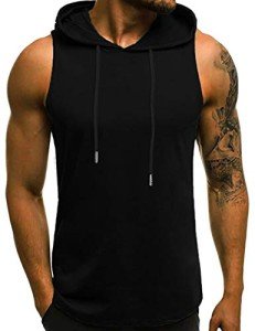 Men's Sleeveless Gym Hoodie Tank Top – Black