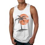 Men's Casual Palm Tree Beach Tank Top - 2XL