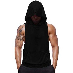 Men’s Y-Back Sleeveless Gym Hoodie Tank Top
