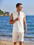 Men's Casual Textured Sleeveless Henley Tank Top