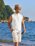 Men's Casual Textured Sleeveless Henley Tank Top