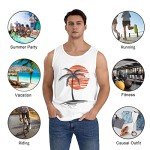 Men's Casual Palm Tree Beach Tank Top - 2XL