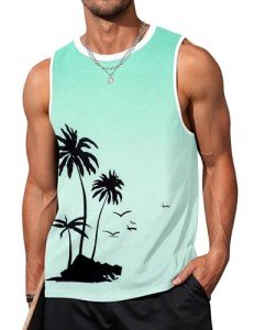 Tropical Aloha Palm Tree Men's Workout Tank Top