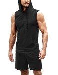 COOFANDY Men's Black Hoodie and Sweat Shorts Set